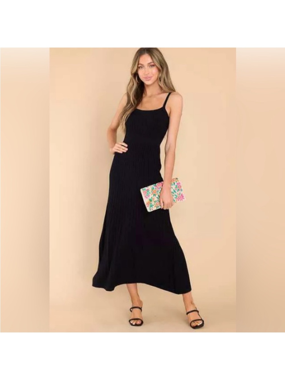 entro Black Spaghetti Strap Maxi Dress